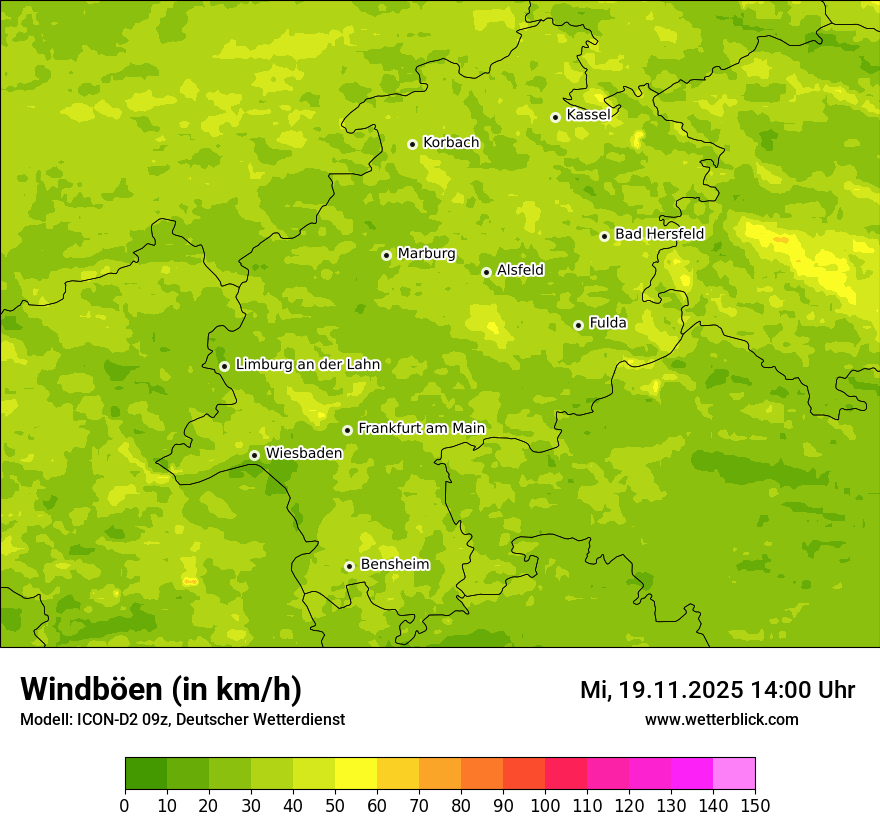 Modellkarten Windgeschwindigkeit
