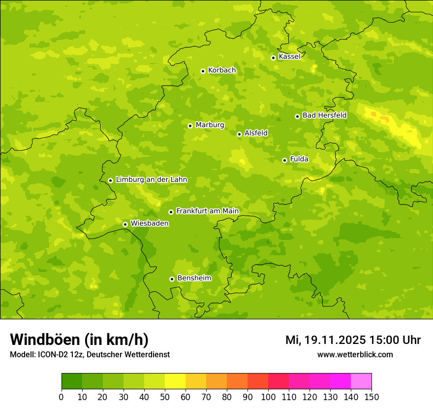 Modellkarten Windgeschwindigkeit