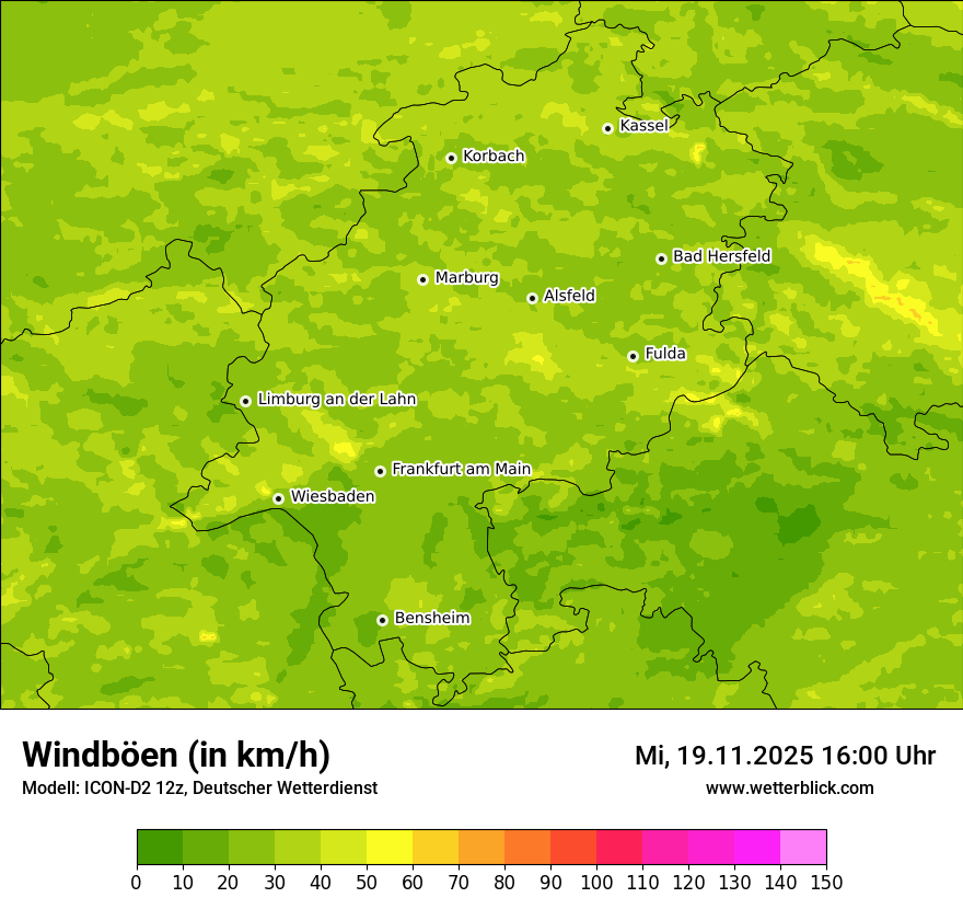 Modellkarten Windgeschwindigkeit