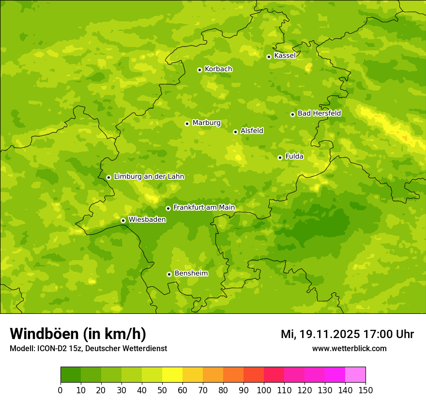 Modellkarten Windgeschwindigkeit