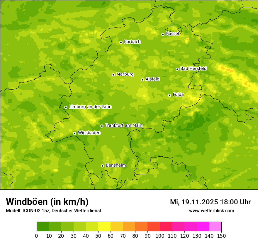 Modellkarten Windgeschwindigkeit