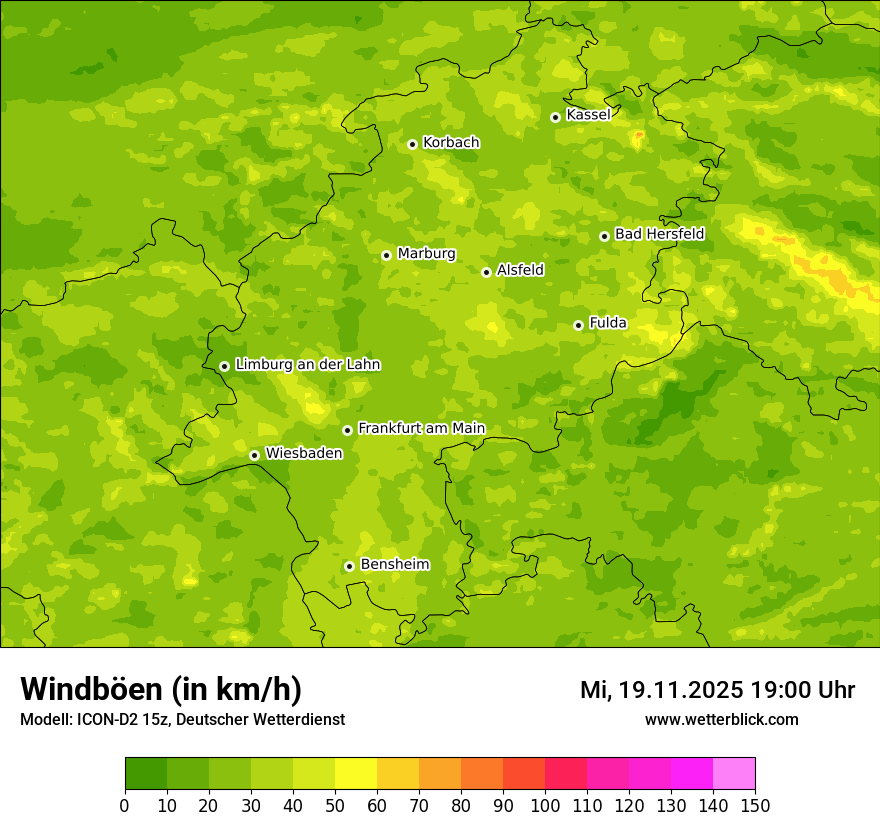 Modellkarten Windgeschwindigkeit