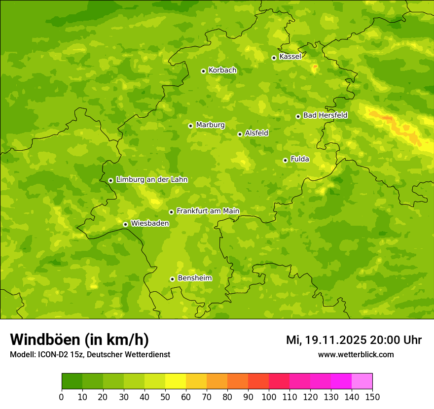 Modellkarten Windgeschwindigkeit