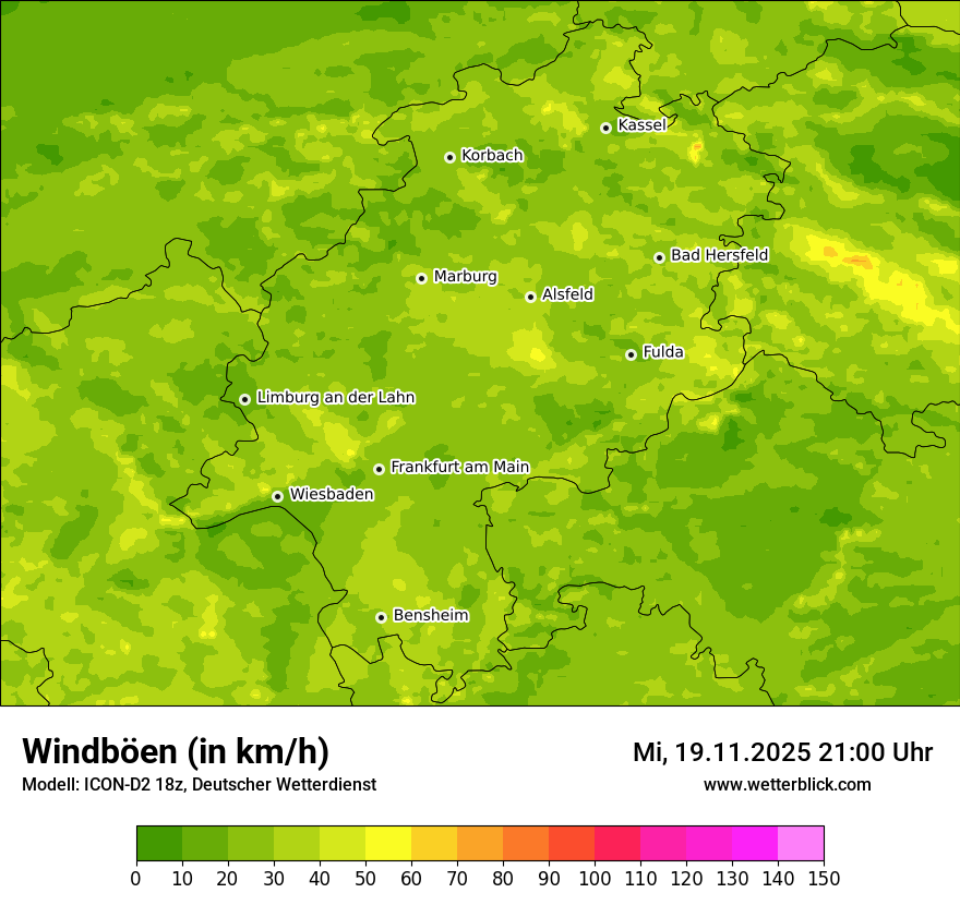 Modellkarten Windgeschwindigkeit