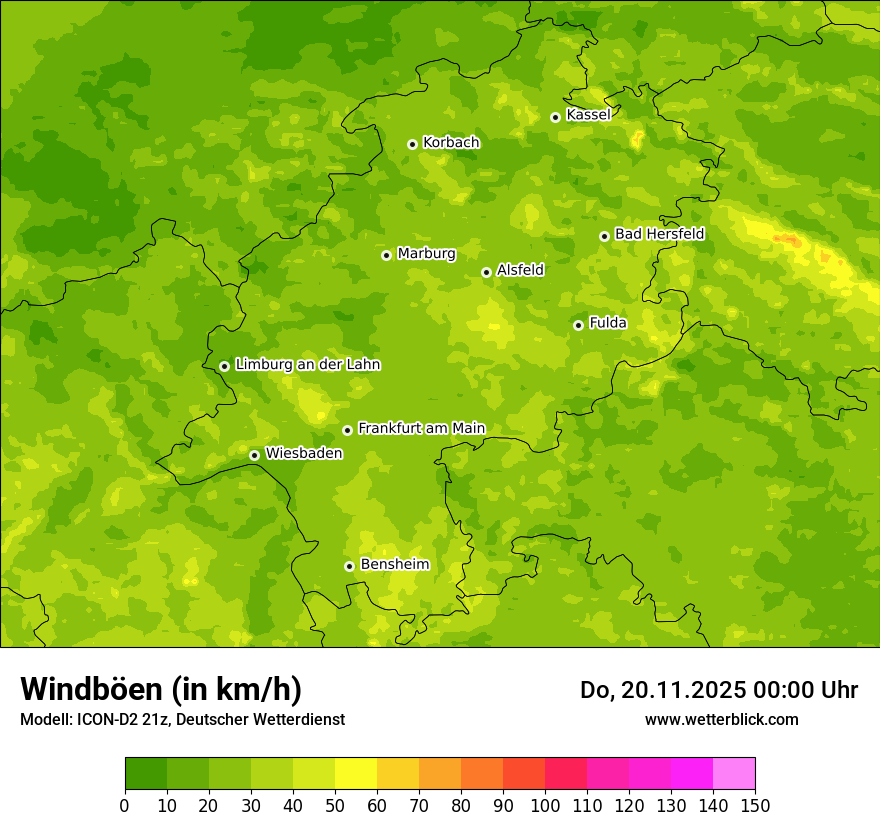 Modellkarten Windgeschwindigkeit