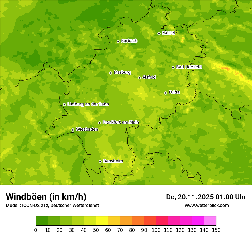 Modellkarten Windgeschwindigkeit