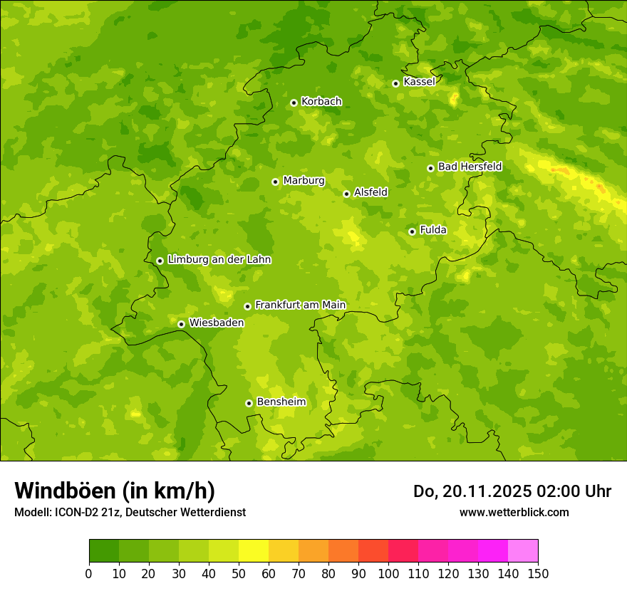 Modellkarten Windgeschwindigkeit