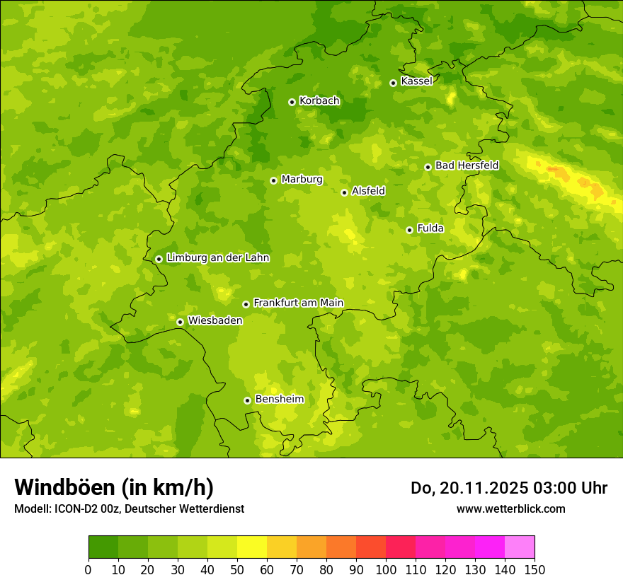 Modellkarten Windgeschwindigkeit