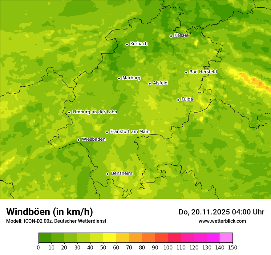 Modellkarten Windgeschwindigkeit