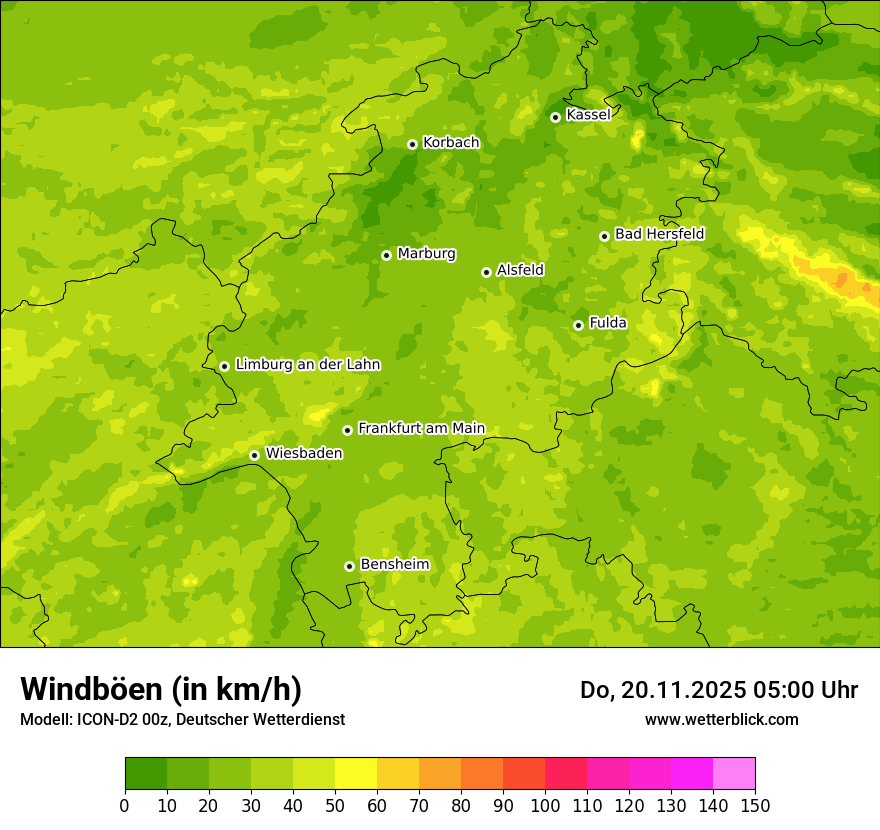 Modellkarten Windgeschwindigkeit