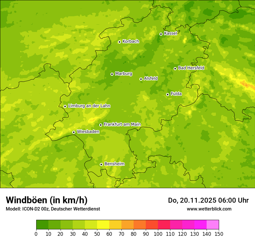 Modellkarten Windgeschwindigkeit