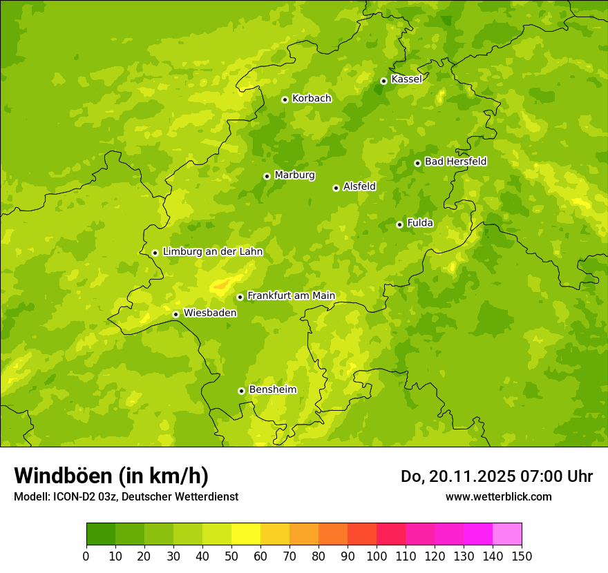 Modellkarten Windgeschwindigkeit