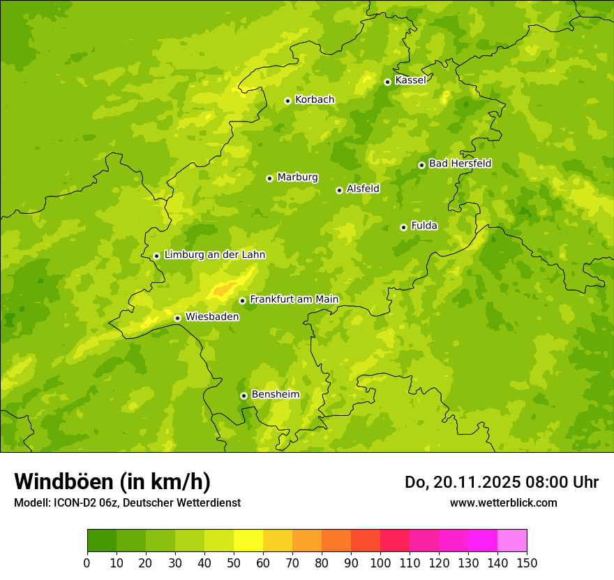 Modellkarten Windgeschwindigkeit