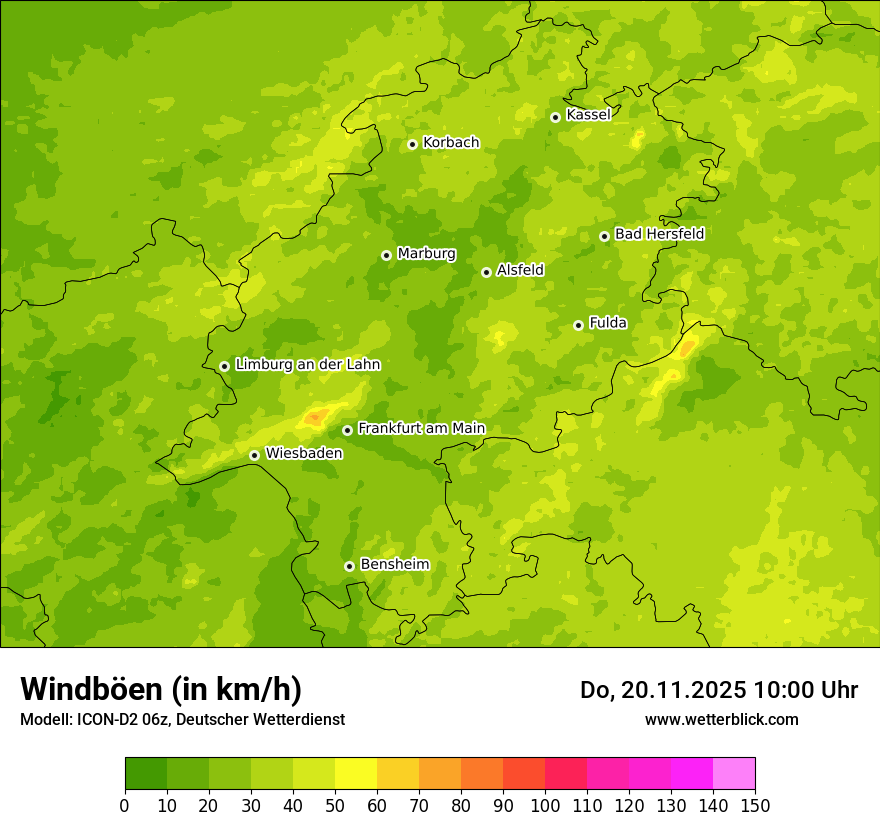 Modellkarten Windgeschwindigkeit