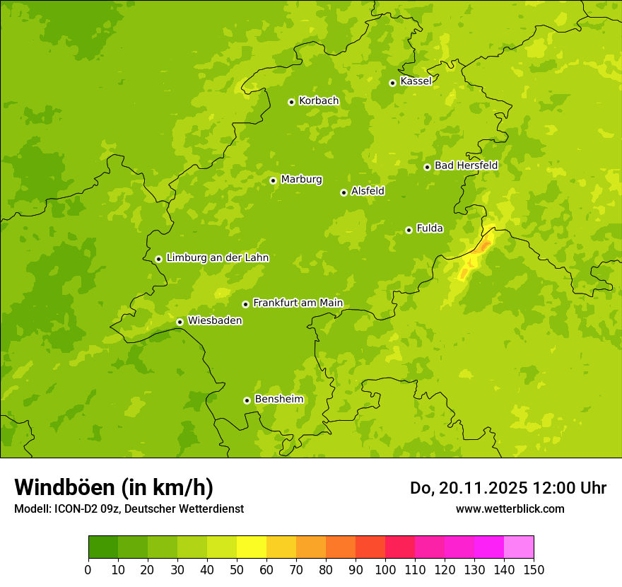 Modellkarten Windgeschwindigkeit