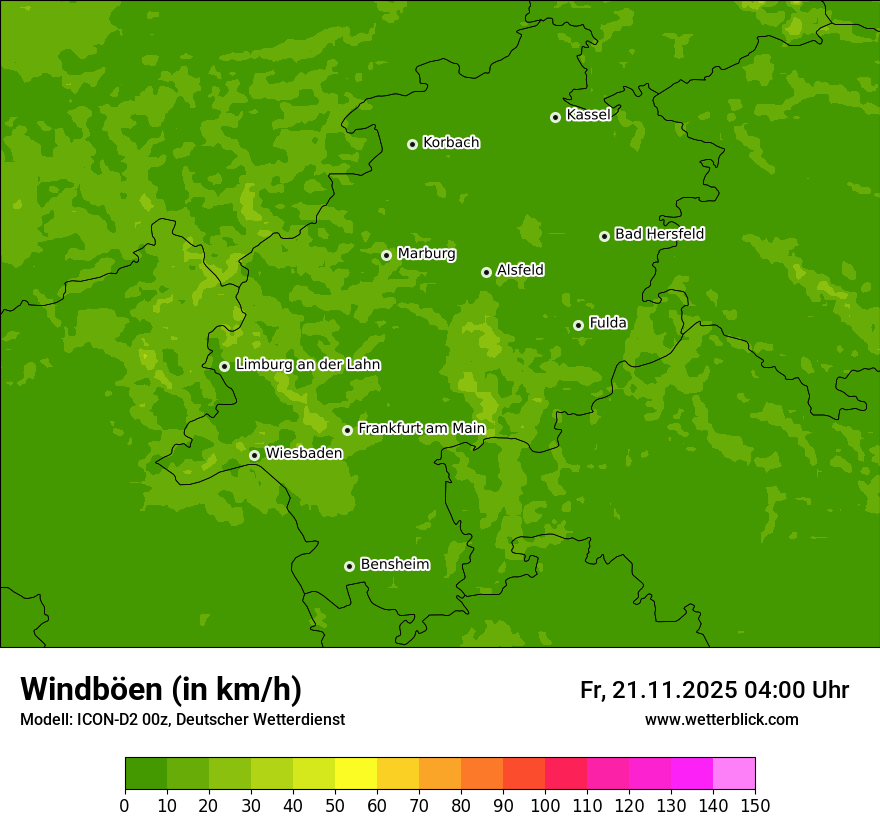 Modellkarten Windgeschwindigkeit