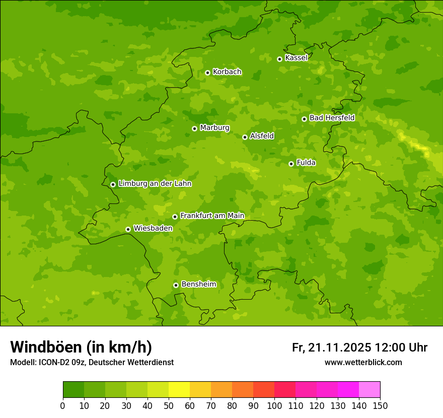 Modellkarten Windgeschwindigkeit