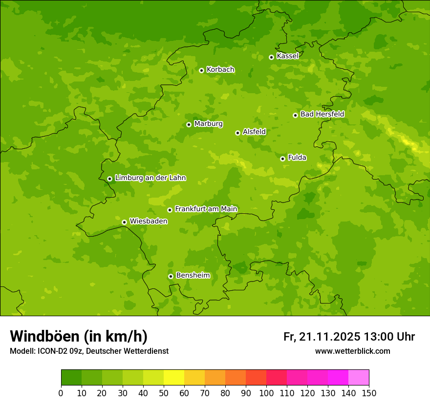 Modellkarten Windgeschwindigkeit