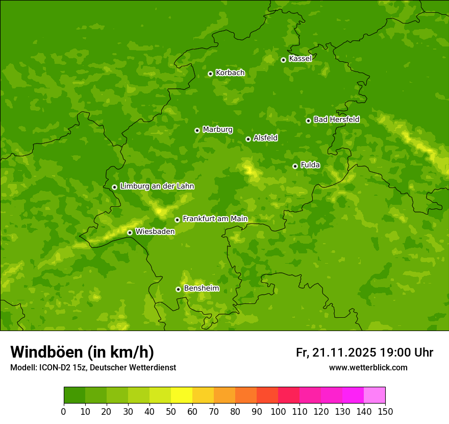 Modellkarten Windgeschwindigkeit