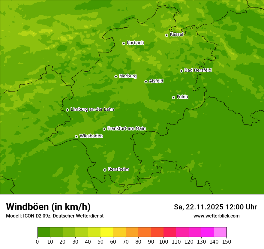 Modellkarten Windgeschwindigkeit