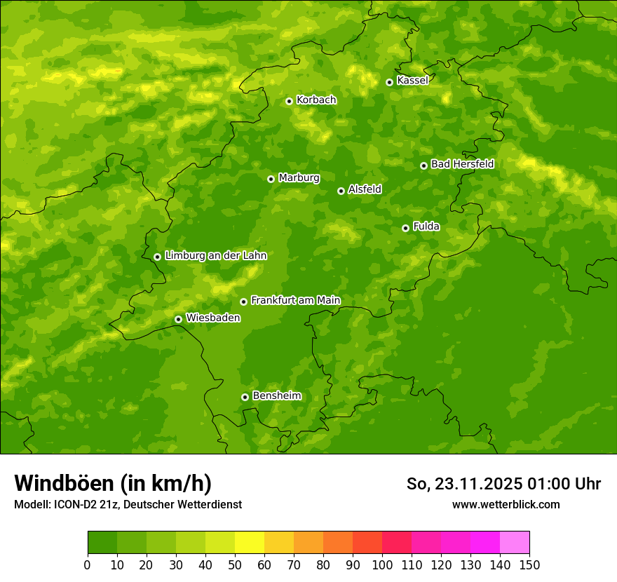 Modellkarten Windgeschwindigkeit