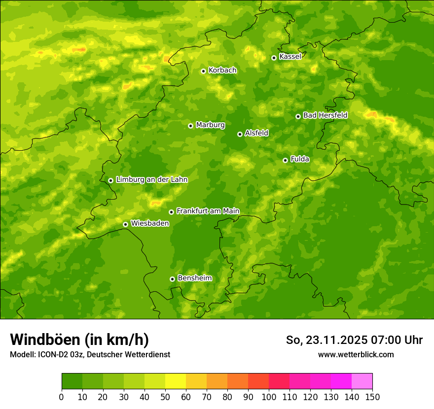 Modellkarten Windgeschwindigkeit