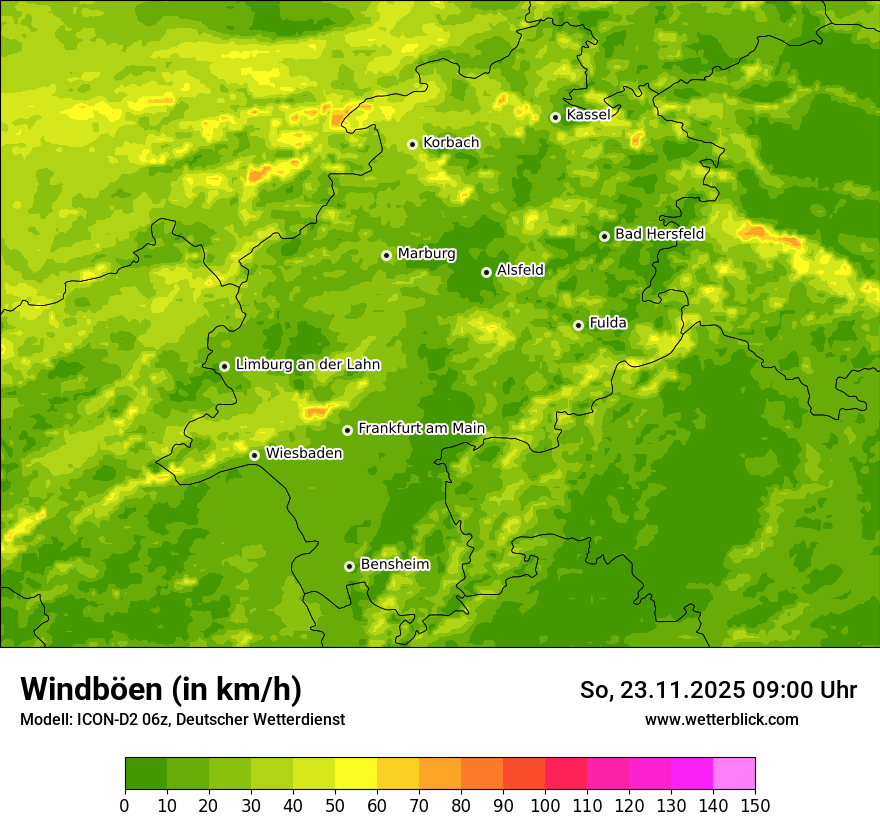 Modellkarten Windgeschwindigkeit