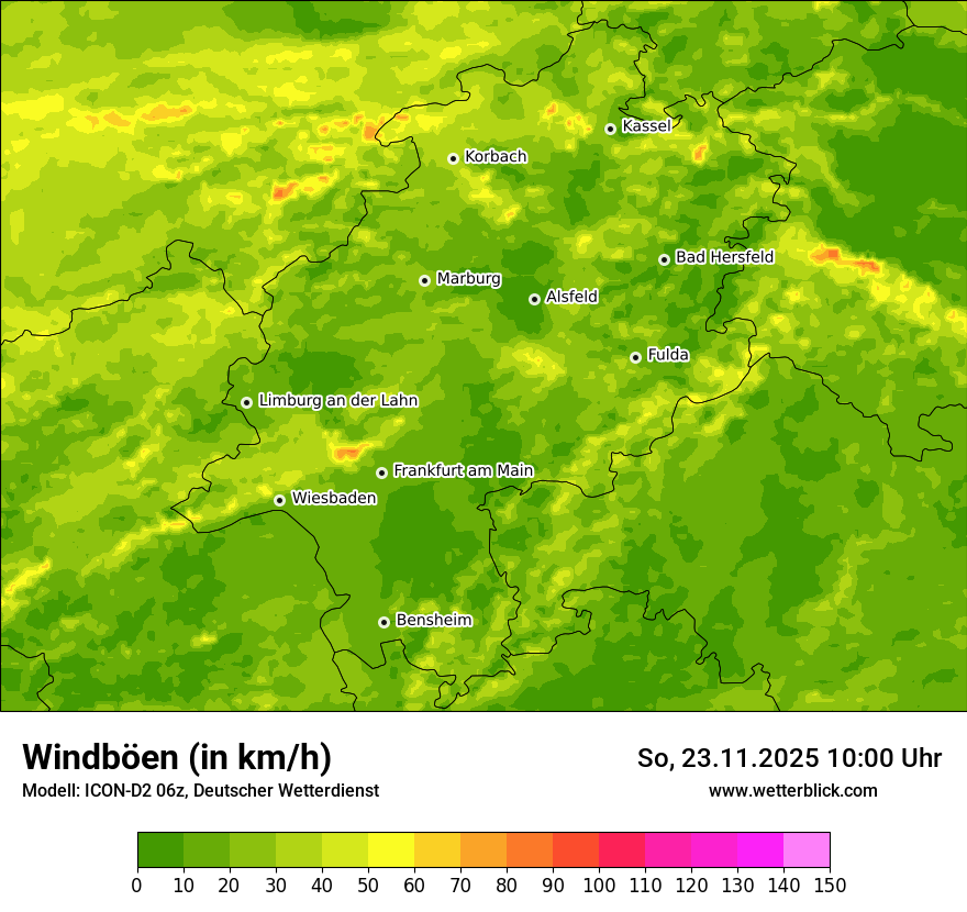 Modellkarten Windgeschwindigkeit
