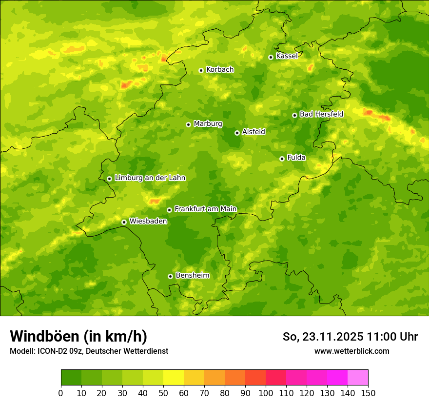 Modellkarten Windgeschwindigkeit
