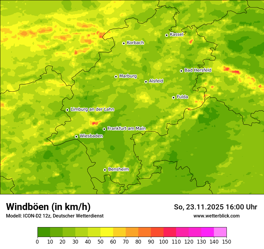 Modellkarten Windgeschwindigkeit
