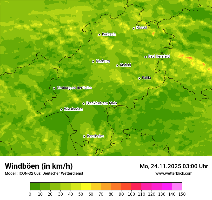 Modellkarten Windgeschwindigkeit
