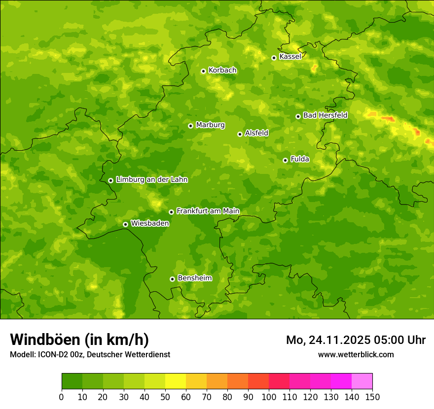 Modellkarten Windgeschwindigkeit