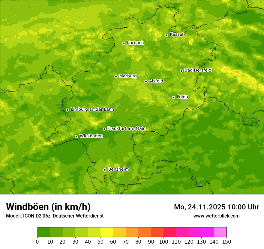 Modellkarten Windgeschwindigkeit