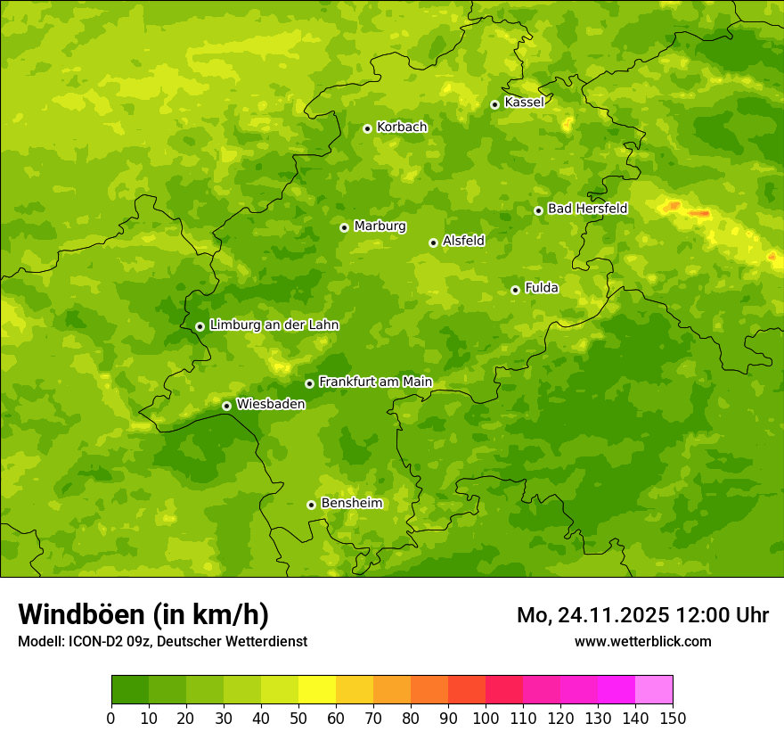 Modellkarten Windgeschwindigkeit