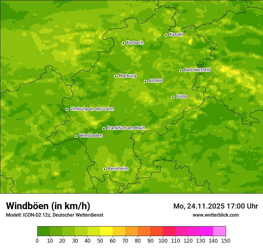 Modellkarten Windgeschwindigkeit