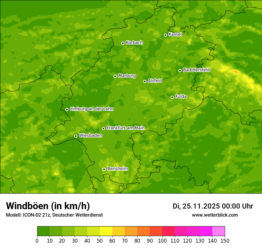 Modellkarten Windgeschwindigkeit