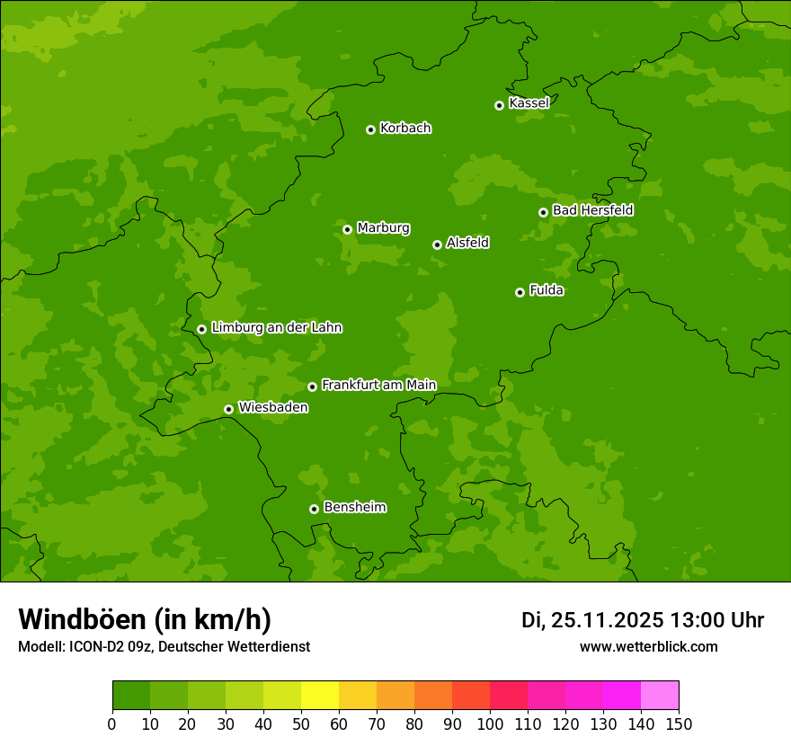 Modellkarten Windgeschwindigkeit