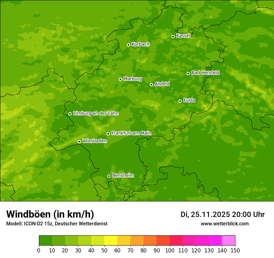Modellkarten Windgeschwindigkeit
