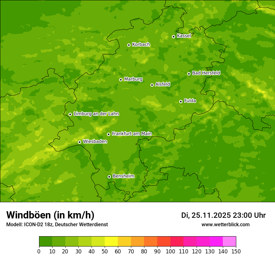 Modellkarten Windgeschwindigkeit