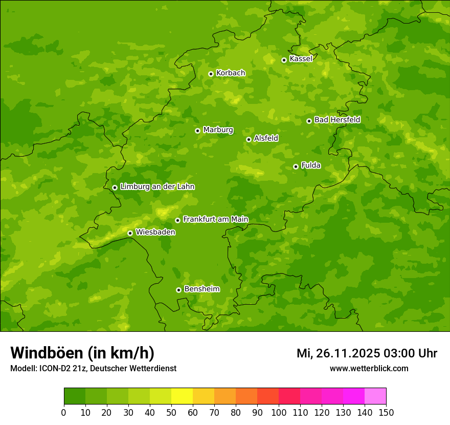 Modellkarten Windgeschwindigkeit