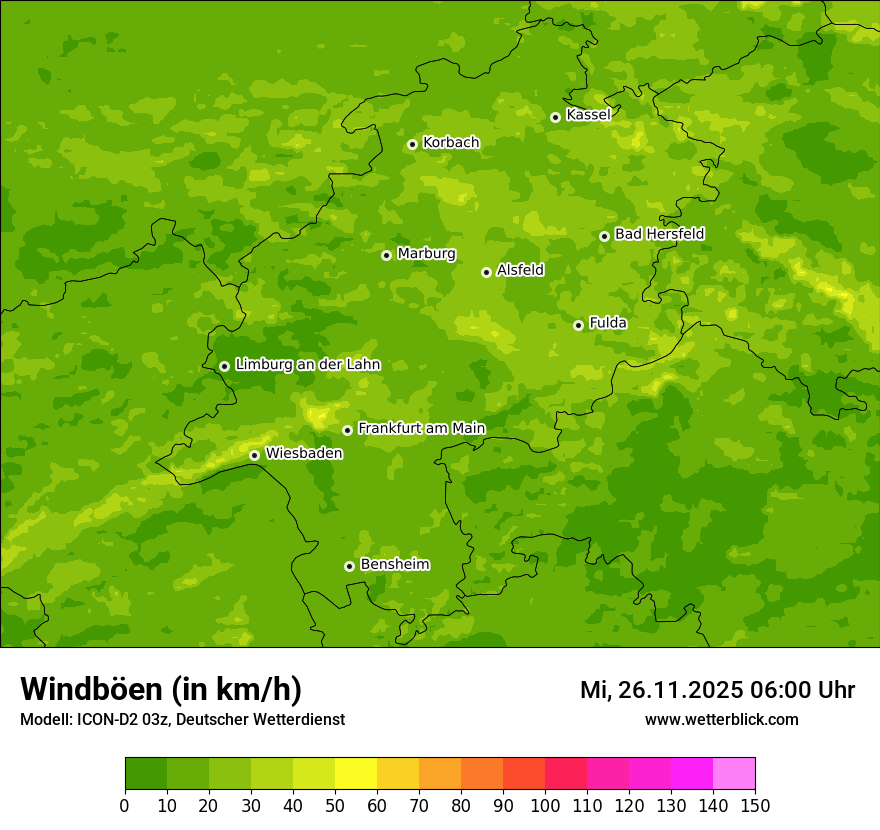 Modellkarten Windgeschwindigkeit
