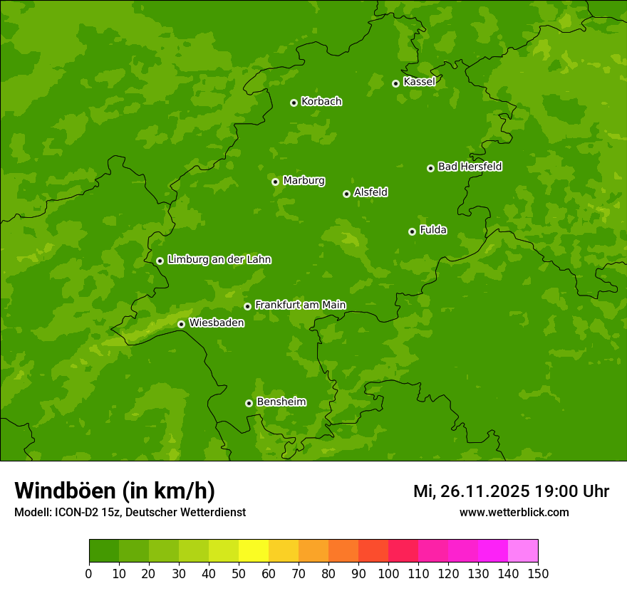 Modellkarten Windgeschwindigkeit