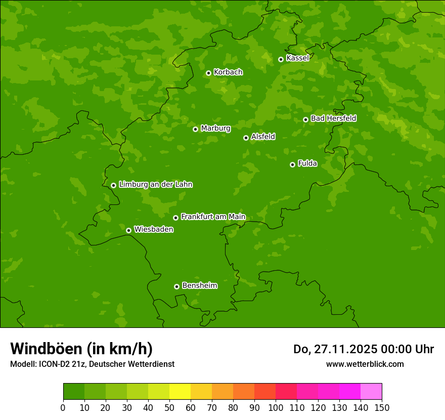 Modellkarten Windgeschwindigkeit