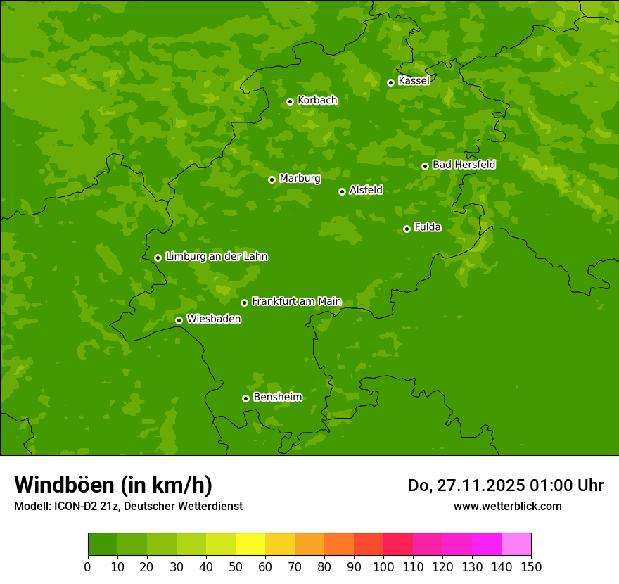 Modellkarten Windgeschwindigkeit