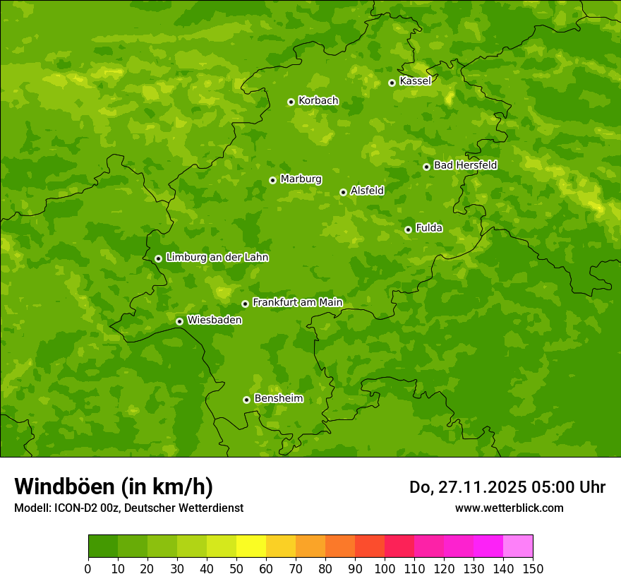 Modellkarten Windgeschwindigkeit