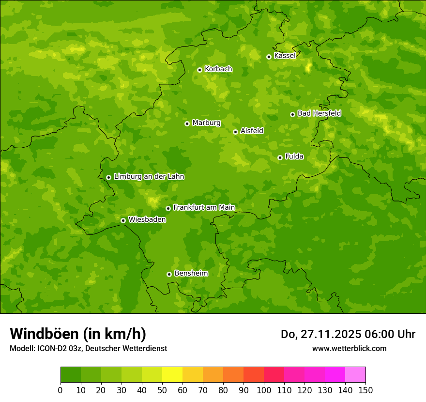 Modellkarten Windgeschwindigkeit