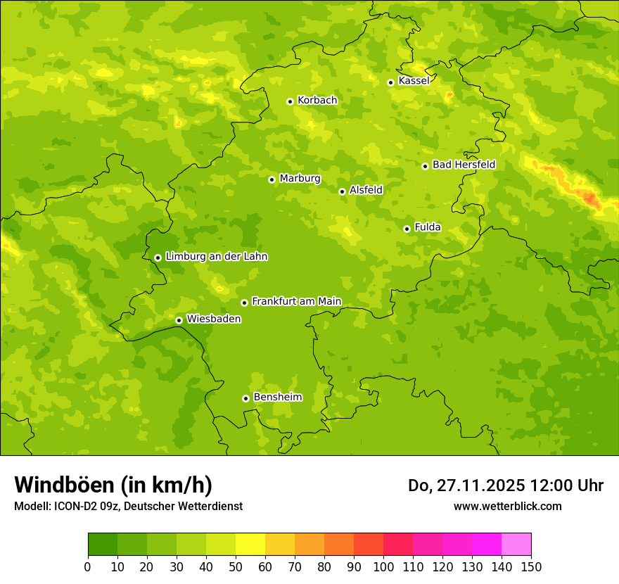 Modellkarten Windgeschwindigkeit