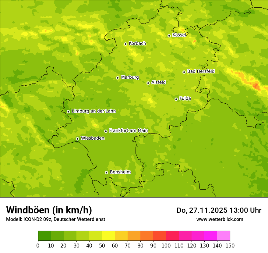 Modellkarten Windgeschwindigkeit
