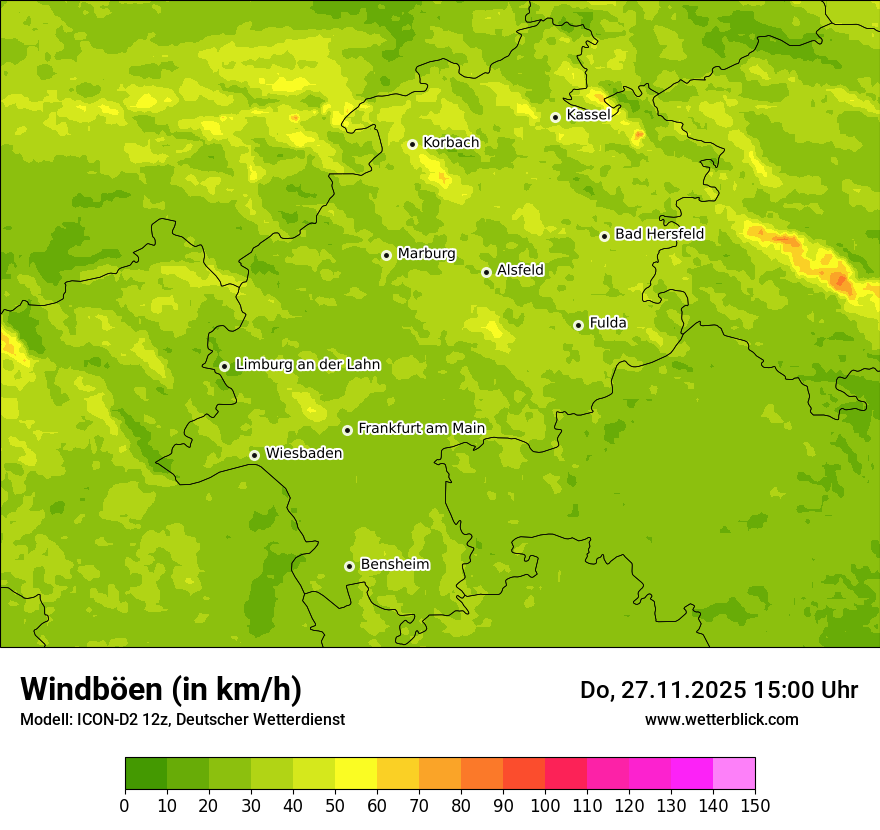 Modellkarten Windgeschwindigkeit
