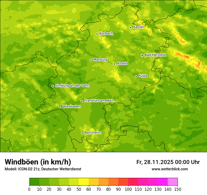 Modellkarten Windgeschwindigkeit